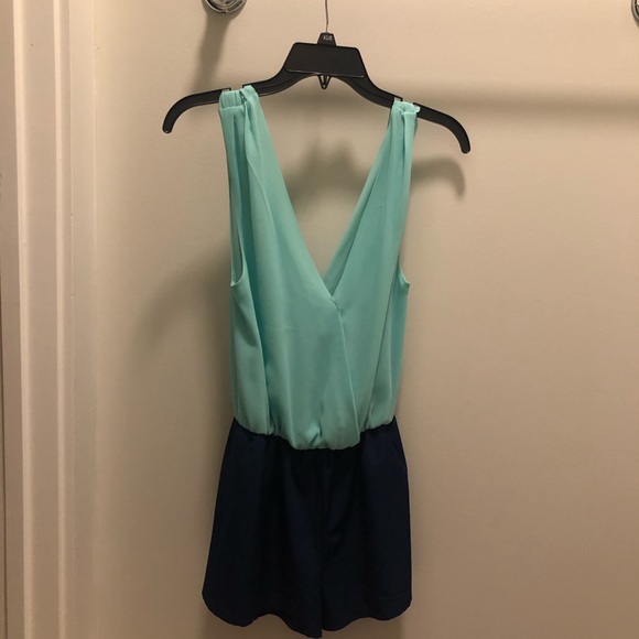Coral and navy romper, size small - Picture 2 of 2